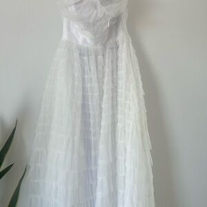 Mac Duggal White Strapless Dress